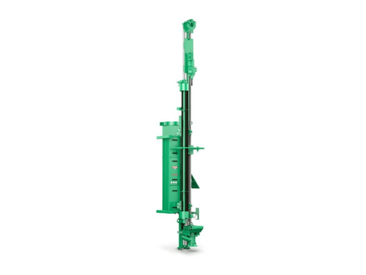 A green hydraulic attachment for your excavator for loading, trenching, and blasting. The brand is Montabert, the model is CPA drilling attachment, and it is a CPA 250.