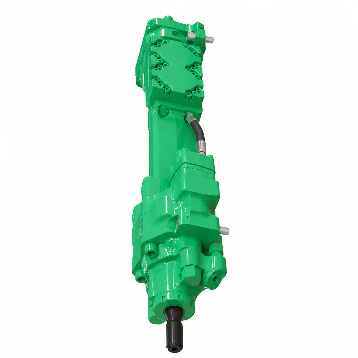 Green Montabert HC109 RP Hydraulic Drifter with black shank adapter and silver hydraulic fittings on a white background