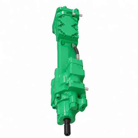 Green Montabert HC109 RP Hydraulic Drifter with black shank adapter and silver hydraulic fittings on a white background