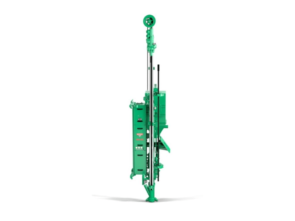 A green hydraulic attachment for your excavator for loading, trenching, and blasting. The brand is Montabert, the model is CPA drilling attachment, and it is a series 222E.