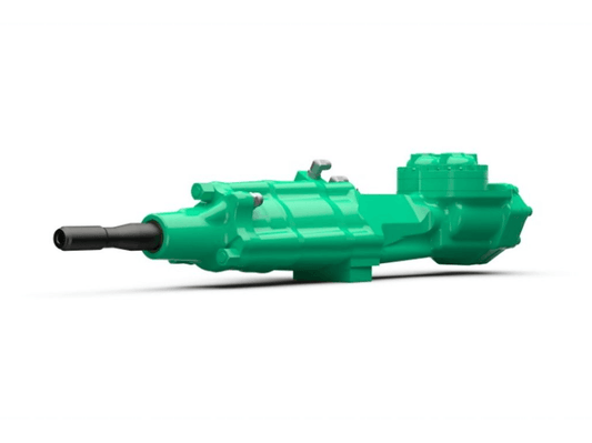A green hydraulic drifter or rock drill attachment for drill rigs. The brand is Montabert, the model is drifters, and it is a series HC170.