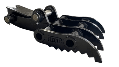 FLECO Hydraulic Thumb with serrated teeth for exceptional grip; suited for various machinery.